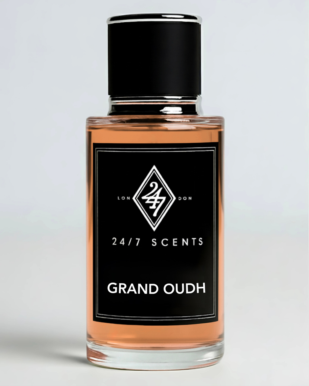 Grand Oudh Eau de Parfum (50ml). A unisex fragrance with labdanum, lavender, amber, and oud depth. Elegant, refined, and long-lasting.