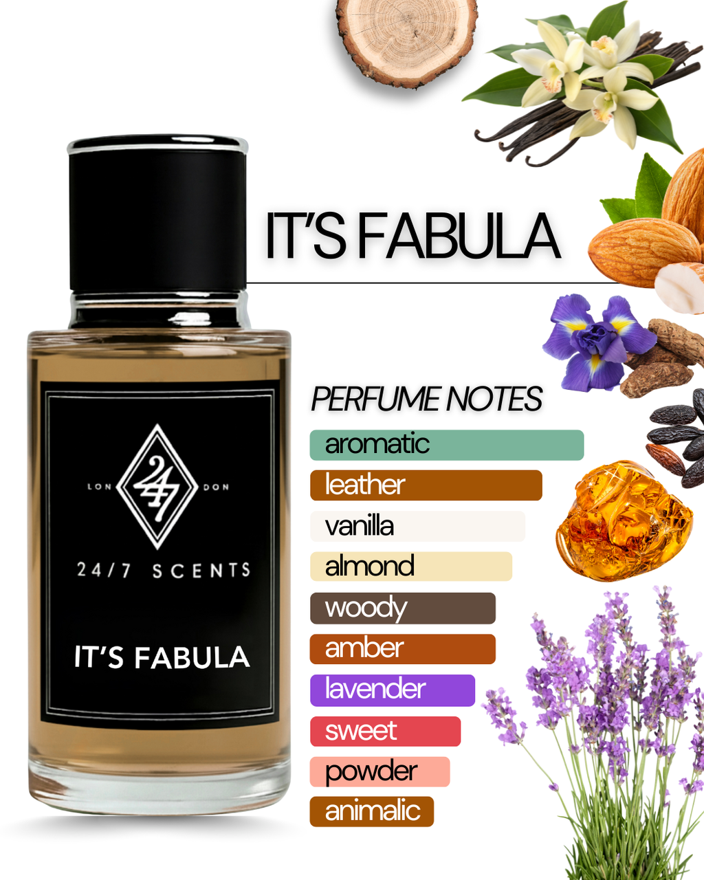 Its Fabula Eau de Parfum (50ml). A bold fragrance with lavender, almond, leather, and amber. Luxurious, long-lasting, and unforgettable.