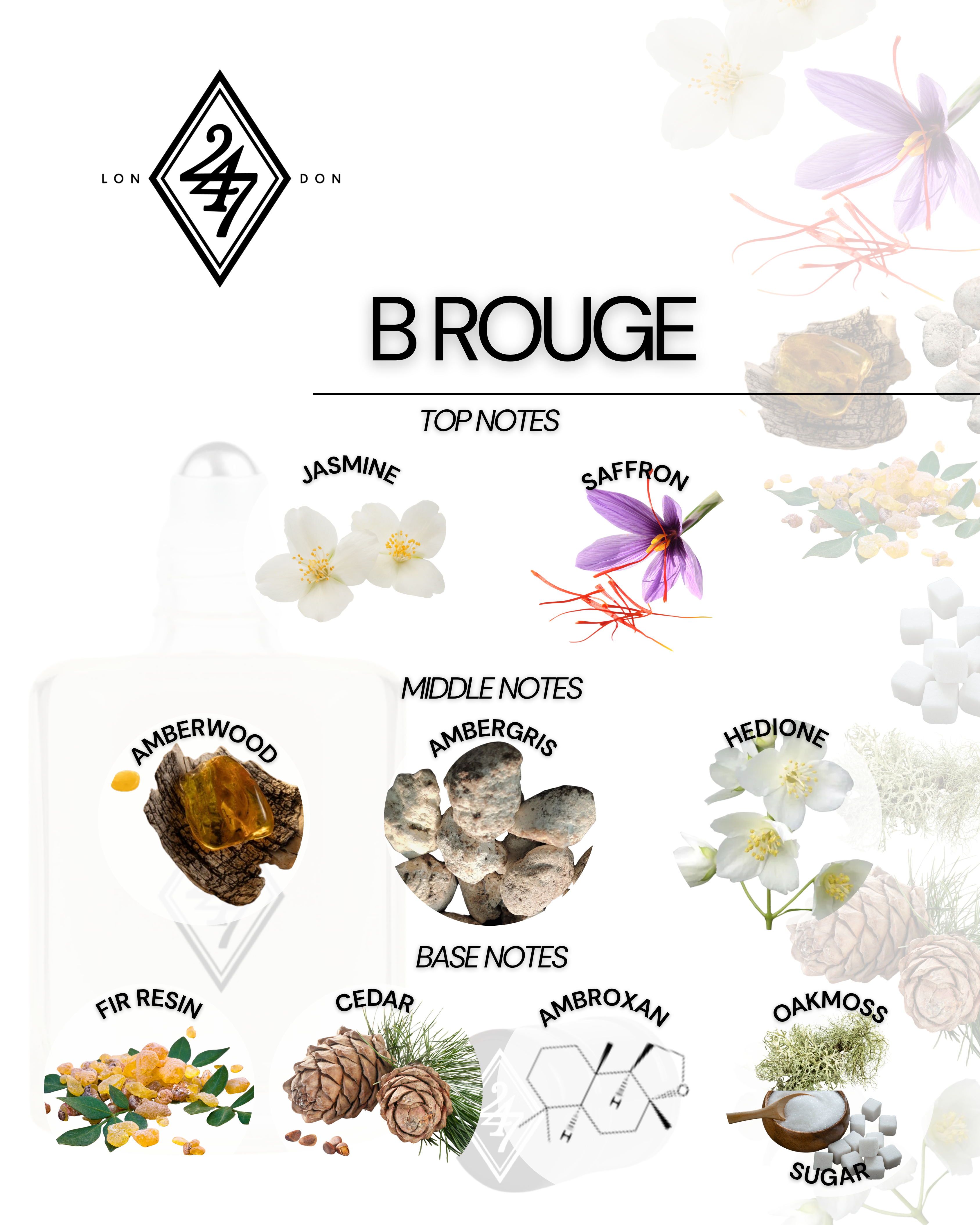 B Rouge Fragrance Oil – Available in 3ml, 6ml, 12ml & 24ml. A luxurious blend of saffron, jasmine, amberwood & ambroxan. Bold, refined & long-lasting.