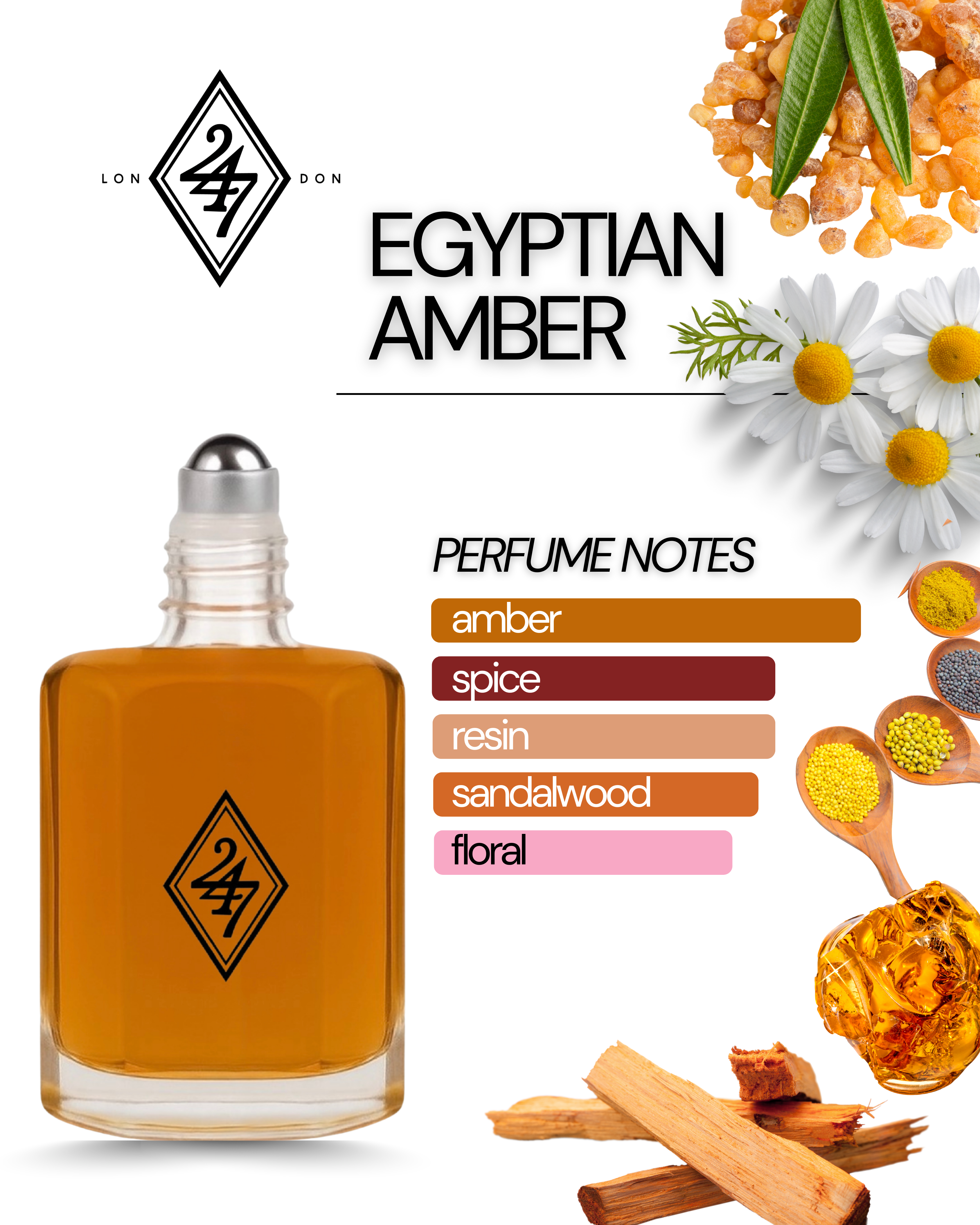 Egyptian Amber Perfume Oil – warm, resinous & luxurious with amber, spices & sandalwood. Alcohol-free, long-lasting, and unisex.