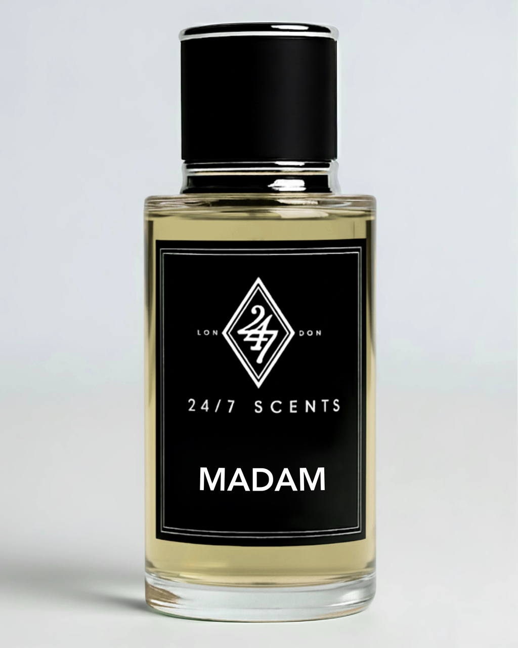 Madam Eau de Parfum (50ml). A timeless fragrance with bergamot, rose, jasmine, and patchouli. Elegant, feminine, and long-lasting.
