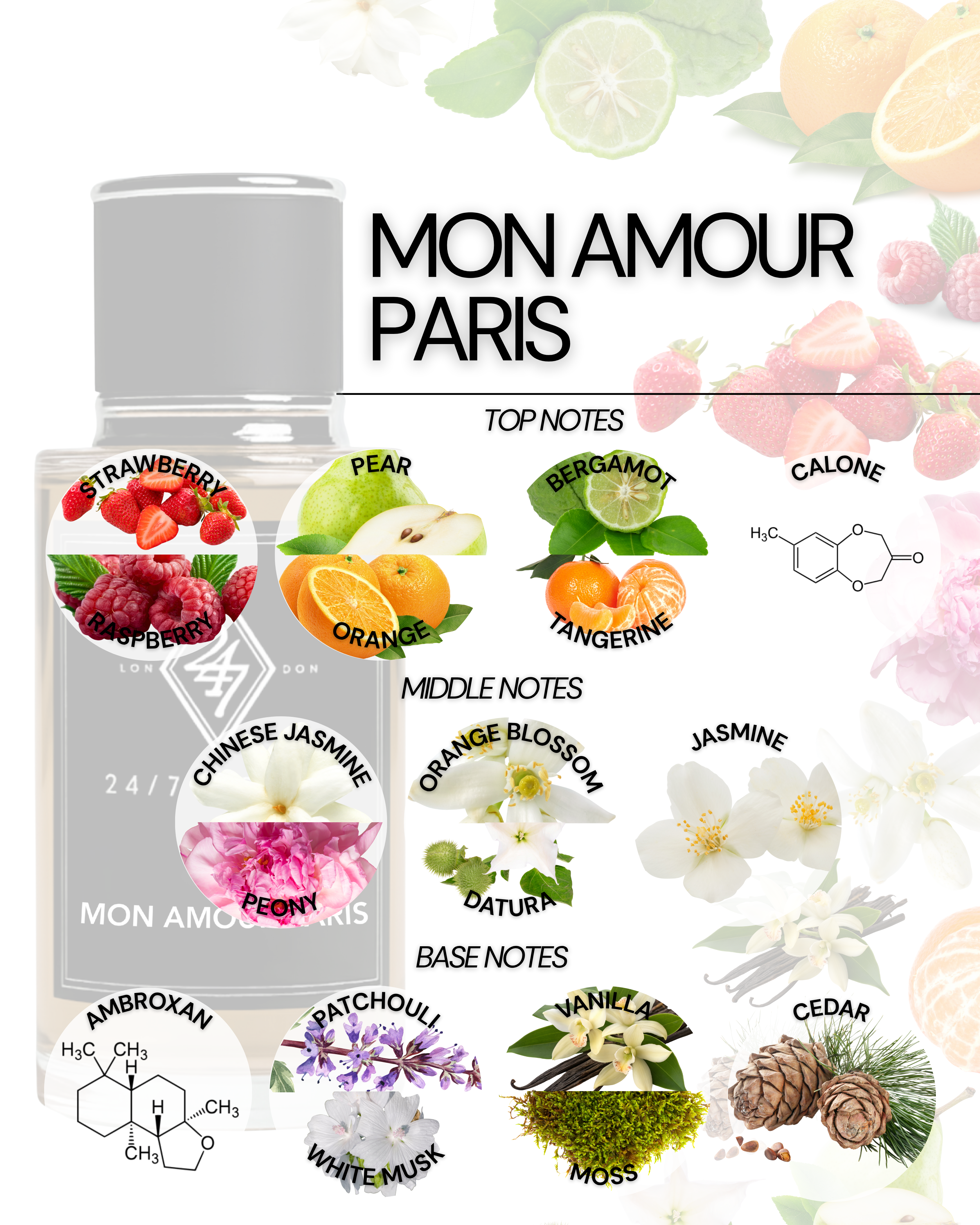 Mon Amour Paris Eau de Parfum (50ml). A romantic blend of fruits, florals & musk. Elegant, long-lasting & luxuriously feminine fragrance.