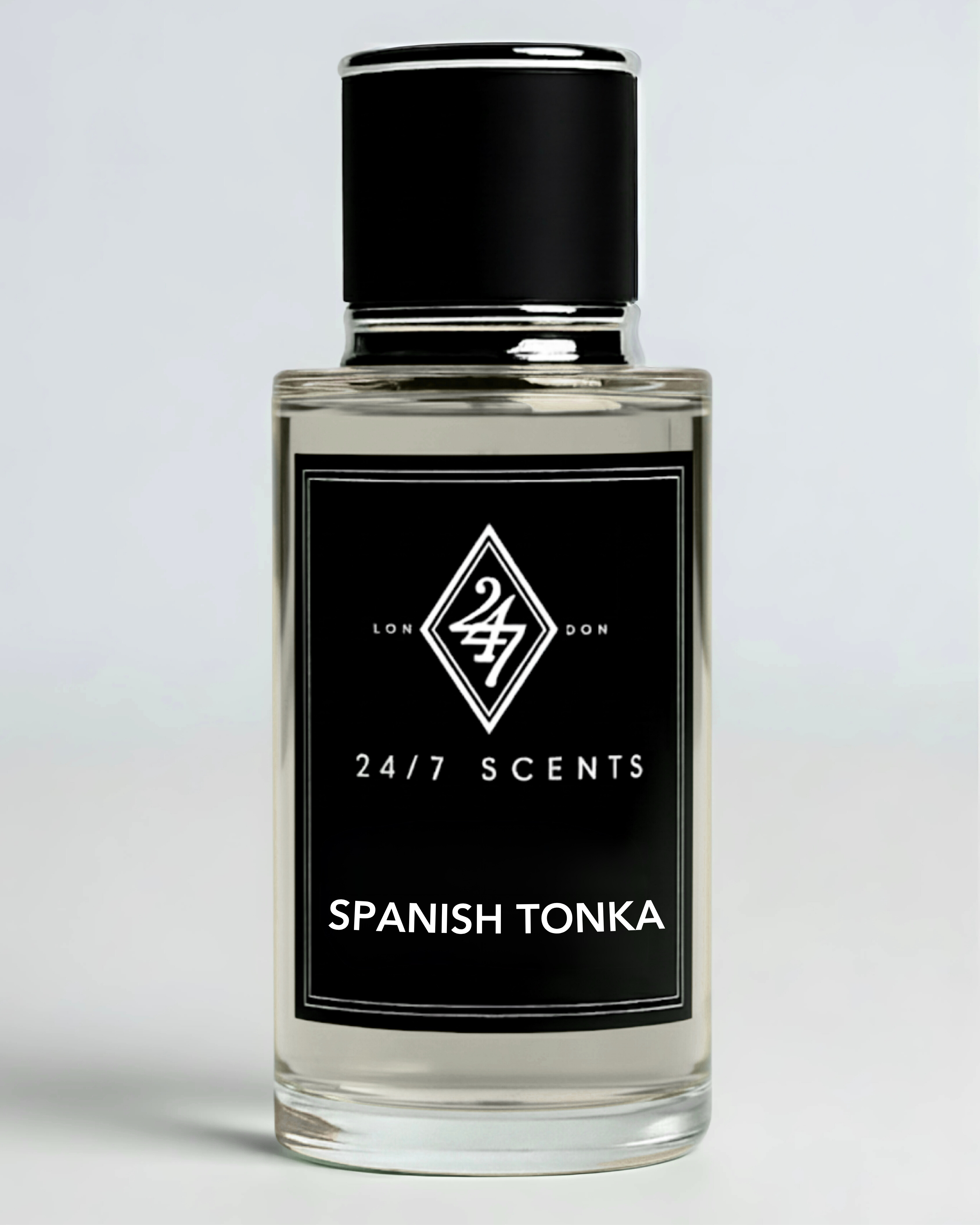 Spanish Tonka Eau de Parfum 50ml – A unisex fragrance with saffron & bergamot top notes, oud & Bulgarian rose heart, and a warm base of amber, white musk, sugar cane & tonka bean. Luxurious, sweet & long-lasting.