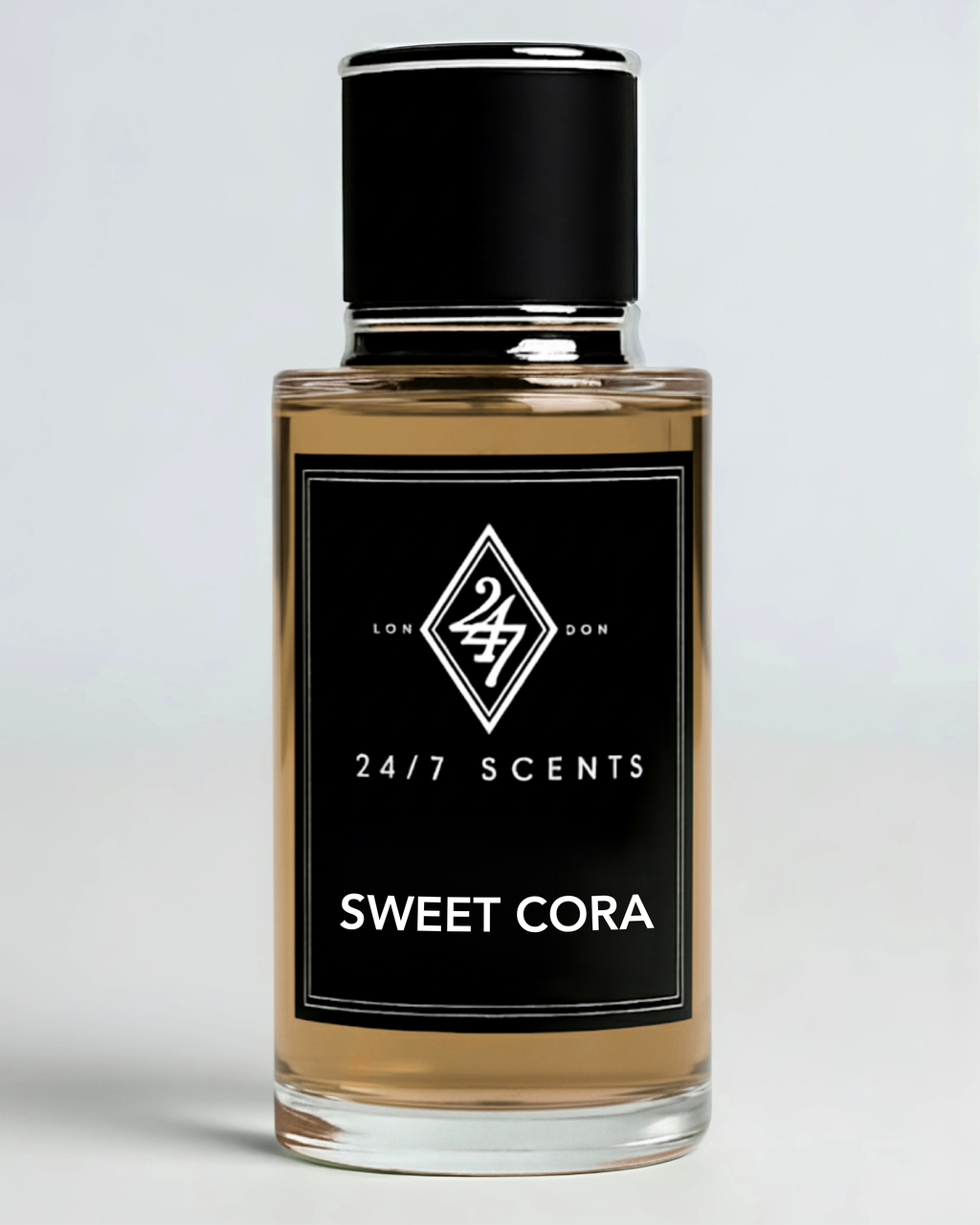 Sweet Cora Eau de Parfum (50ml). A luxurious floral fragrance with rose, jasmine, vanilla, and amber. Elegant, long-lasting, and refined.